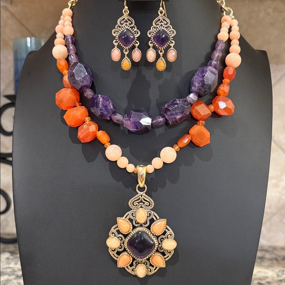 Studio barse 3-piece jewelry set necklace earrings pendant runway statement